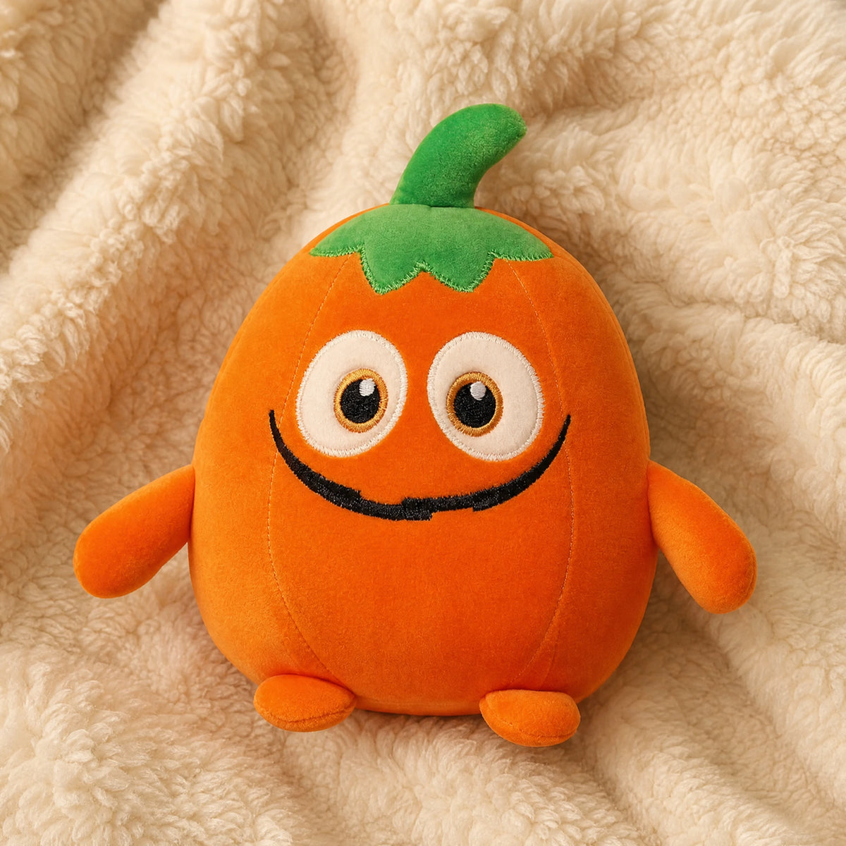 Les peluches rondes d'halloween : Citrouille - Détail matière