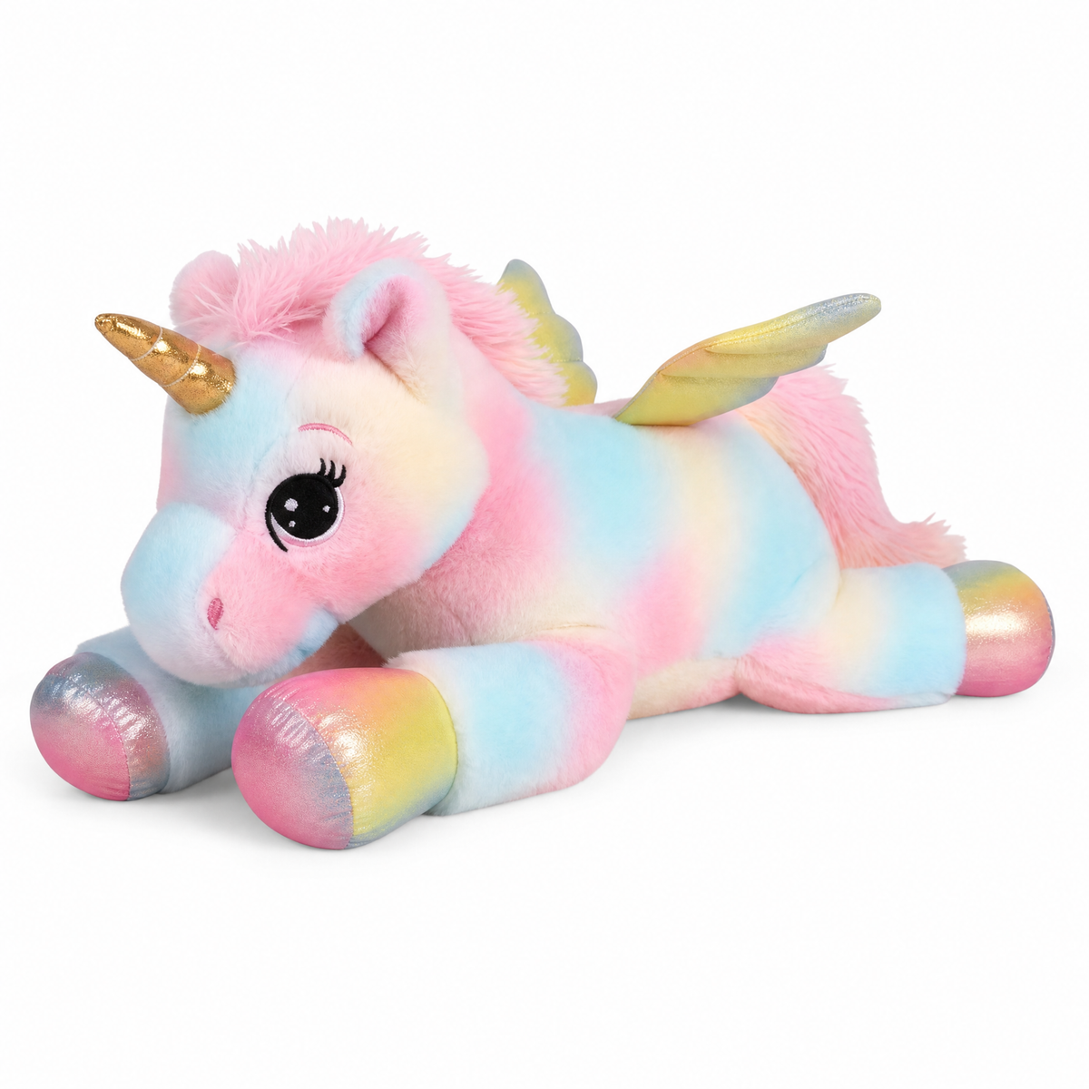 Licorne Géante Peluche Arc-en-Ciel Pastel 60 cm - fond blanc Frontal