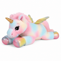 Licorne Géante Peluche Arc-en-Ciel Pastel 60 cm - fond blanc Frontal