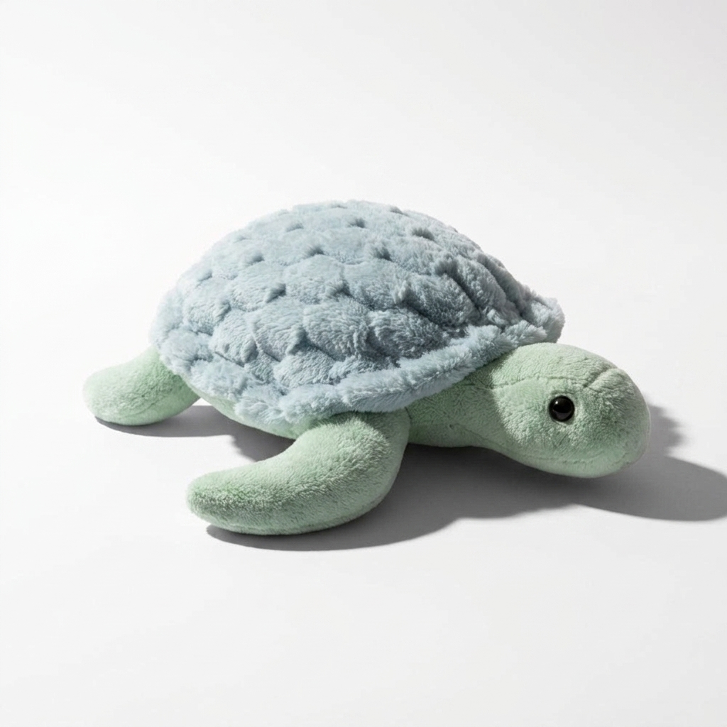 Meerschildkröte Plüschtier realistisch Hellgrün - Fond blanc angle
