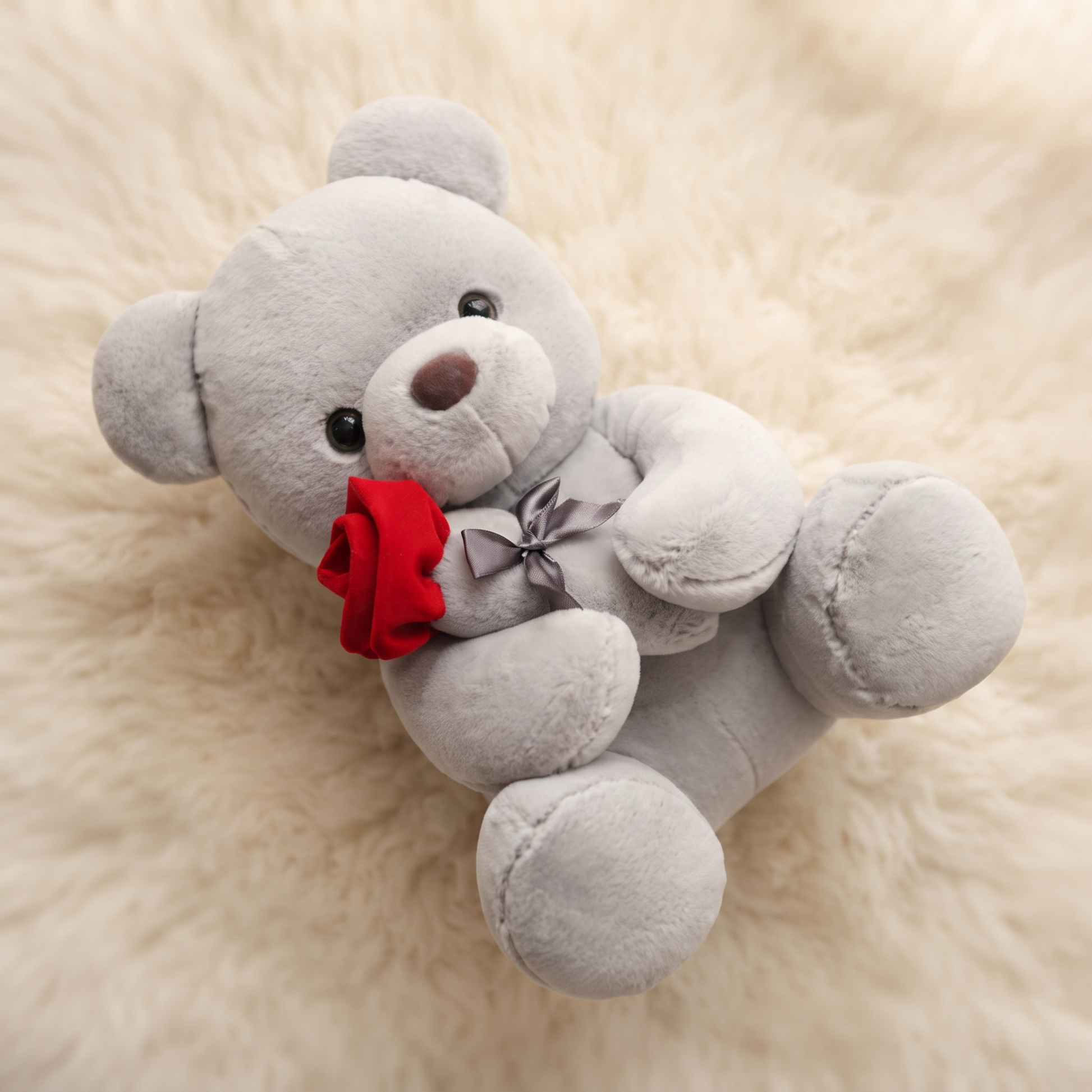 Nounours Saint-Valentin avec Rose Rouge - Detail matière