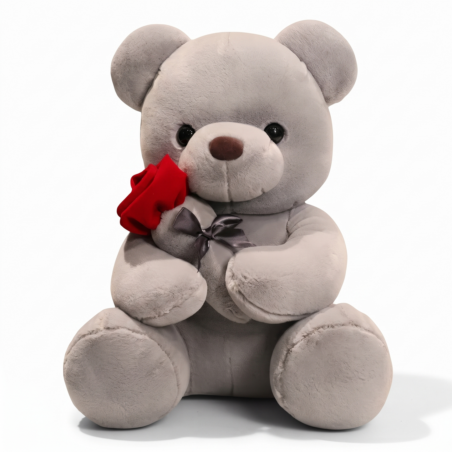 Nounours Saint-Valentin avec Rose Rouge - fond blanc Frontal
