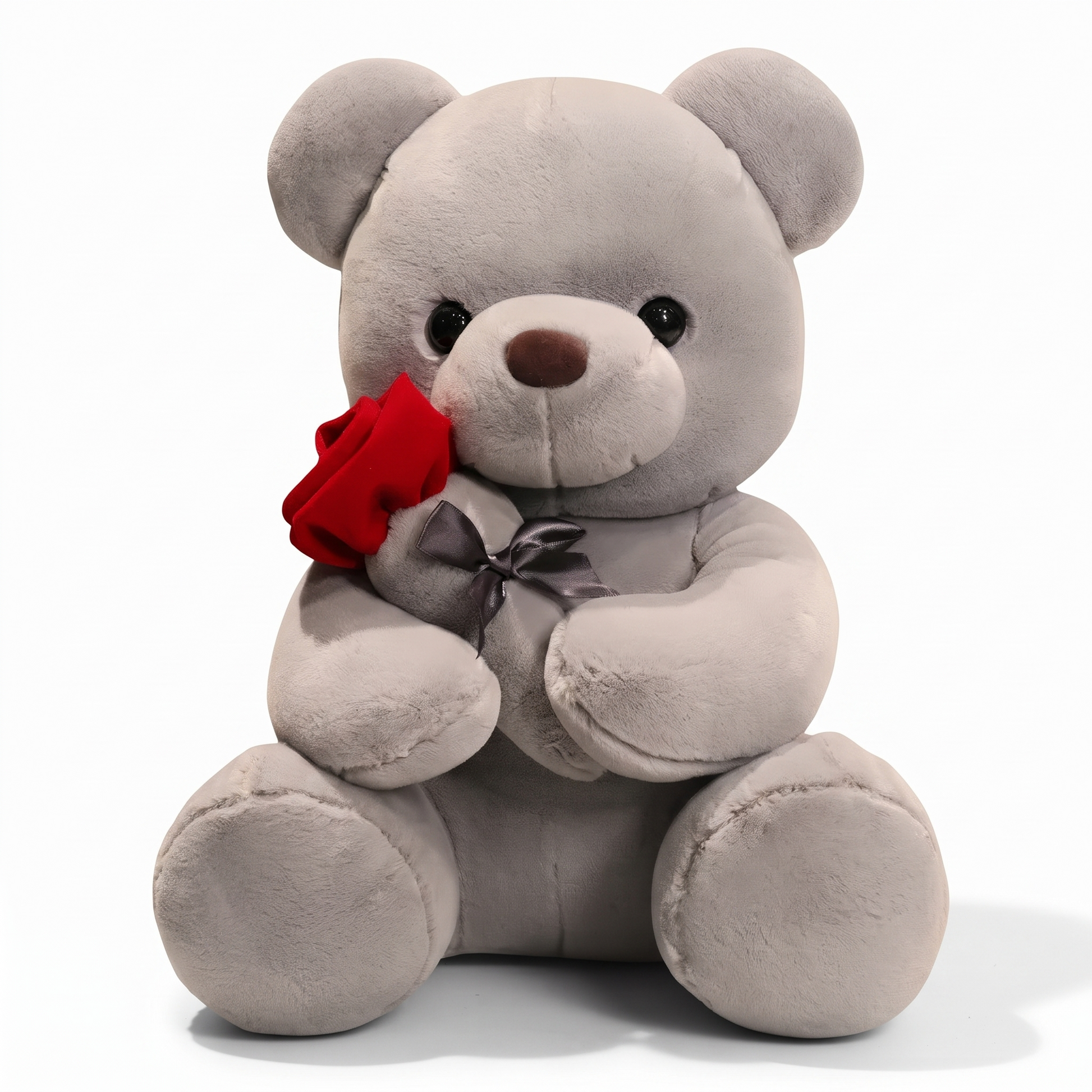 Nounours Saint-Valentin avec Rose Rouge - fond blanc Frontal