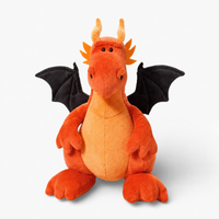 Orangefarbenes Drachen-Kuscheltier mit schwarzen Flügeln - Fond blanc frontal