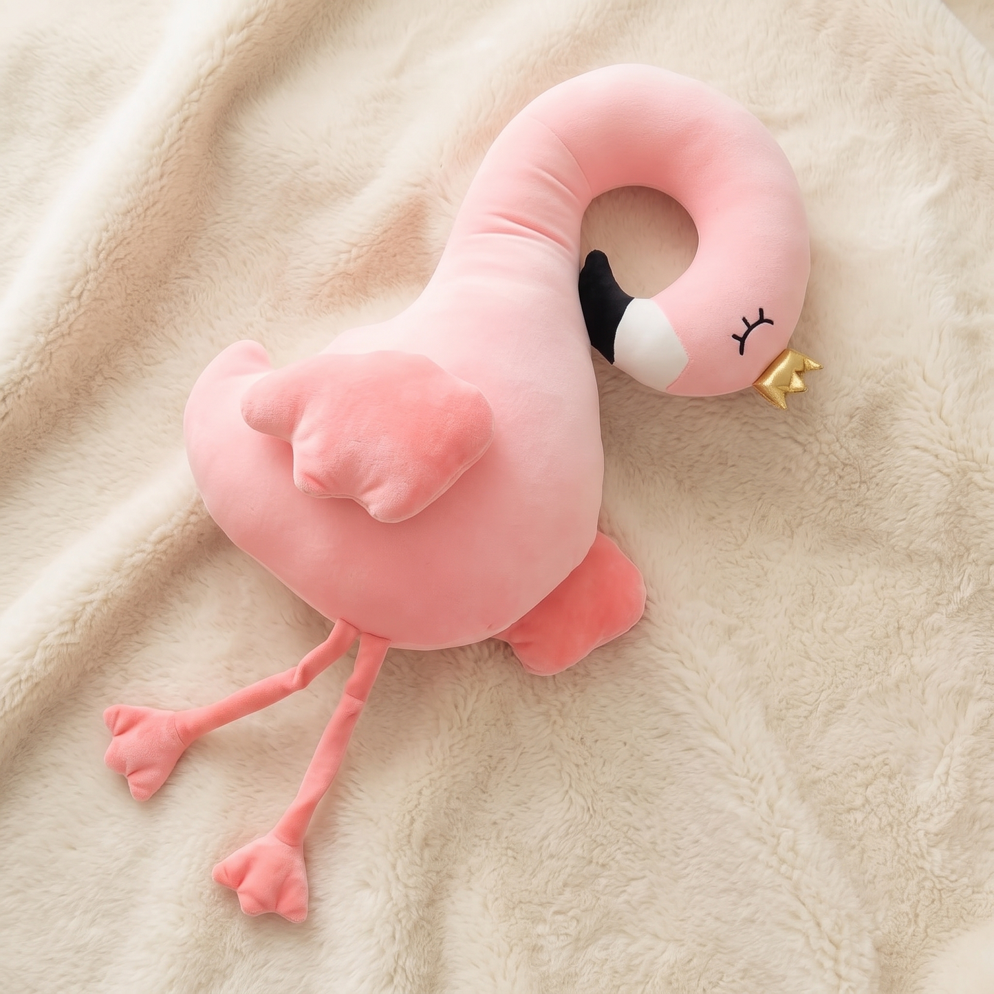 Oreiller Flamant Rose avec Bois de Renne - Détail matière