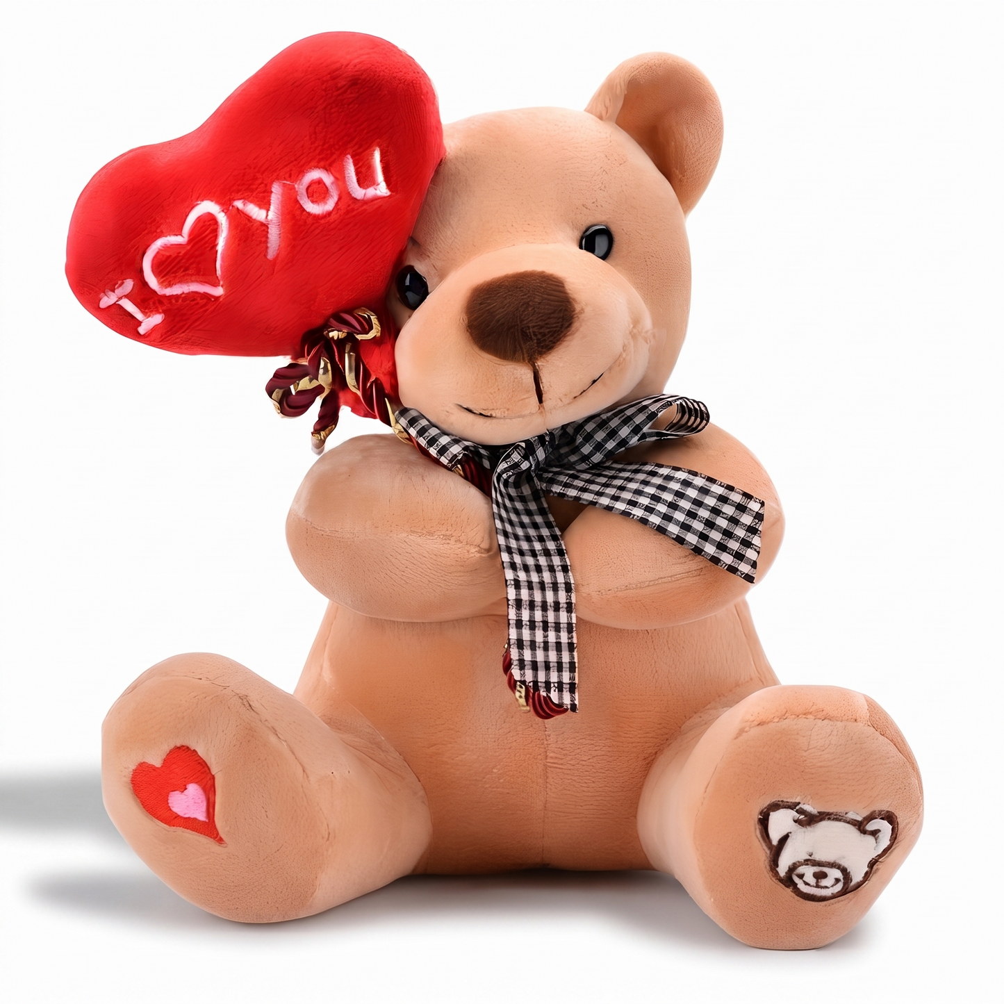 Ours en peluche avec coeur mignon - fond blanc Frontal