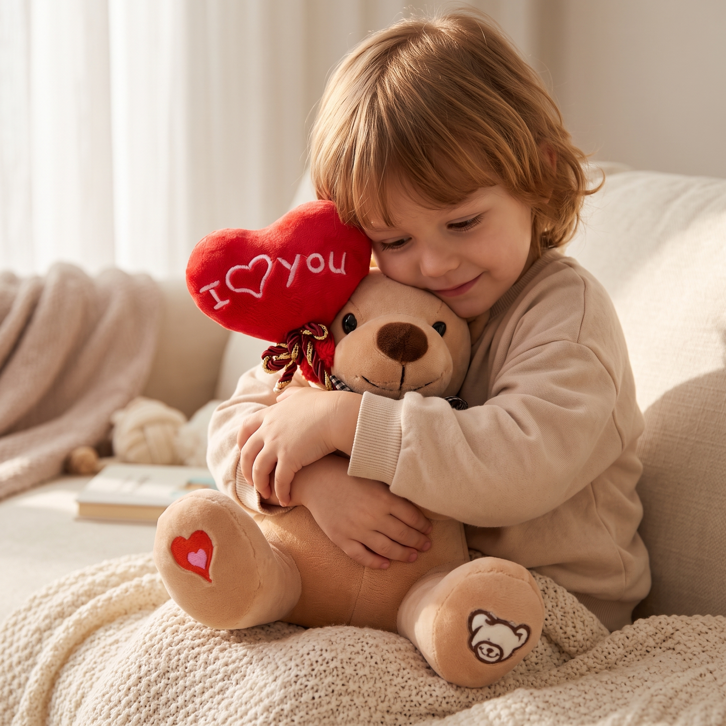 Ours en peluche avec coeur mignon - Utilisation cosy intérieur