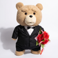 Ours en Peluche Costume Smoking 45 cm - fond blanc Frontal
