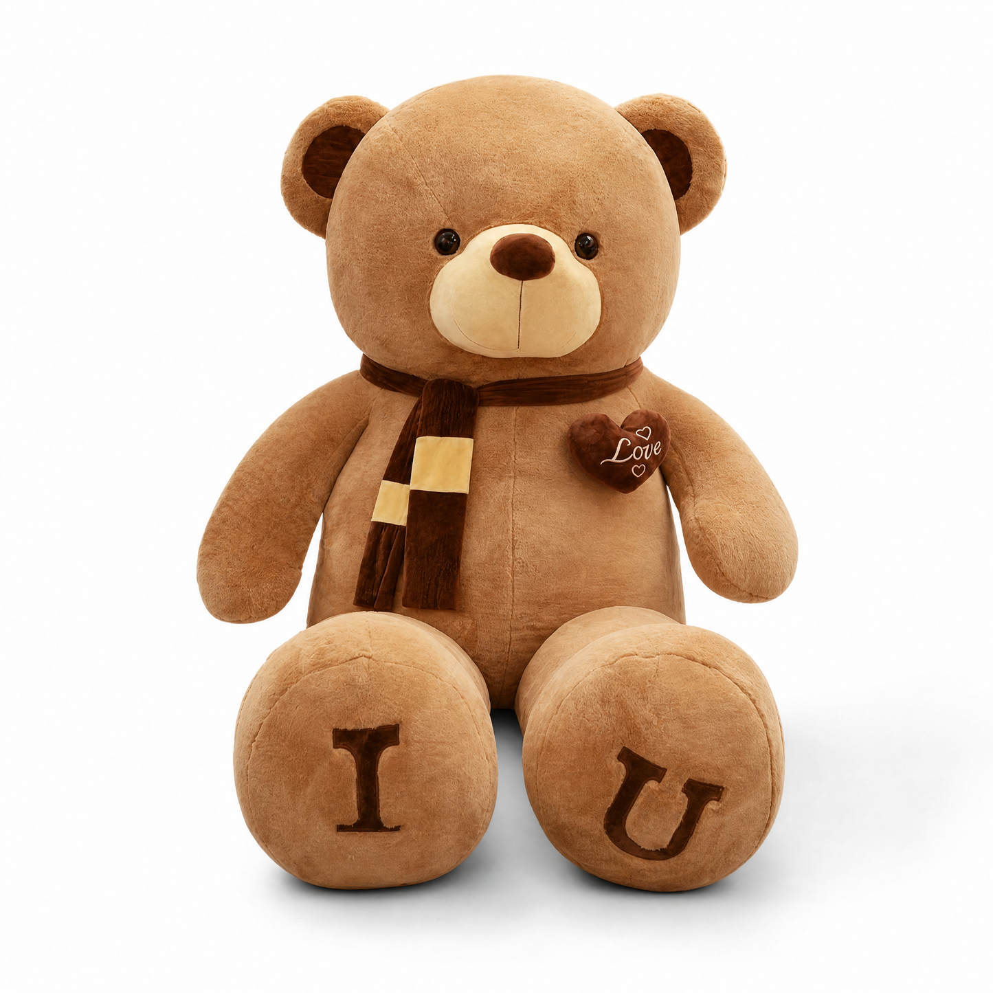 Ours en Peluche Géant I Love U - Fond blanc frontal