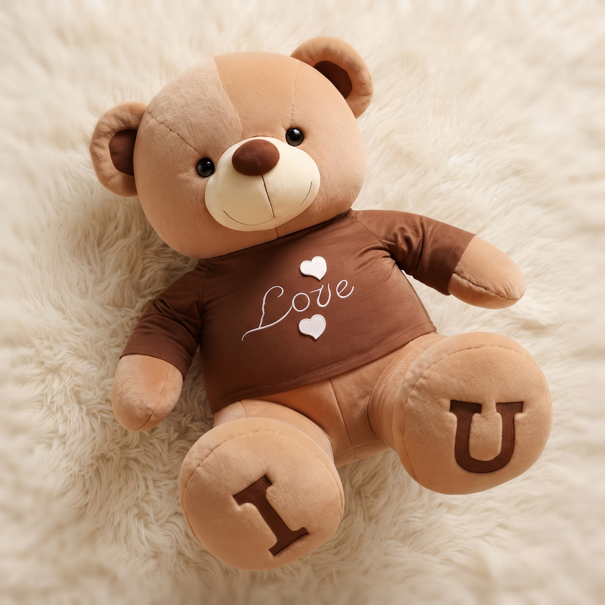 Ours en Peluche Géant T-shirt Love - Detail matière