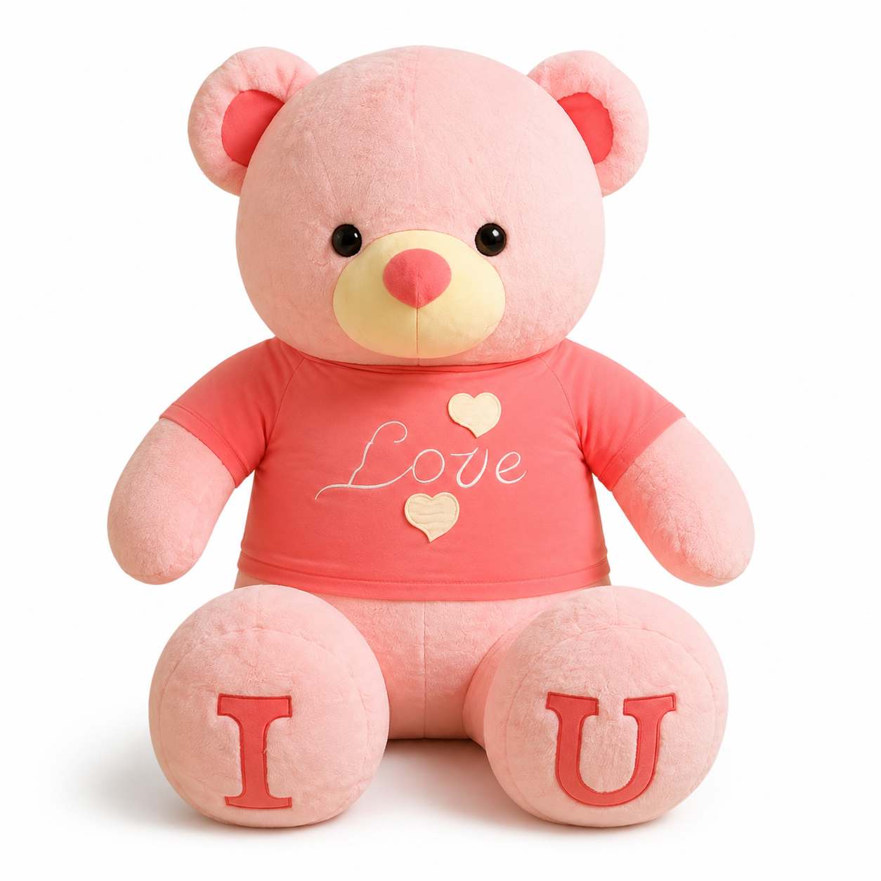 Ours en Peluche Géant T-shirt Love - Rose / 100cm · Rose / 80cm