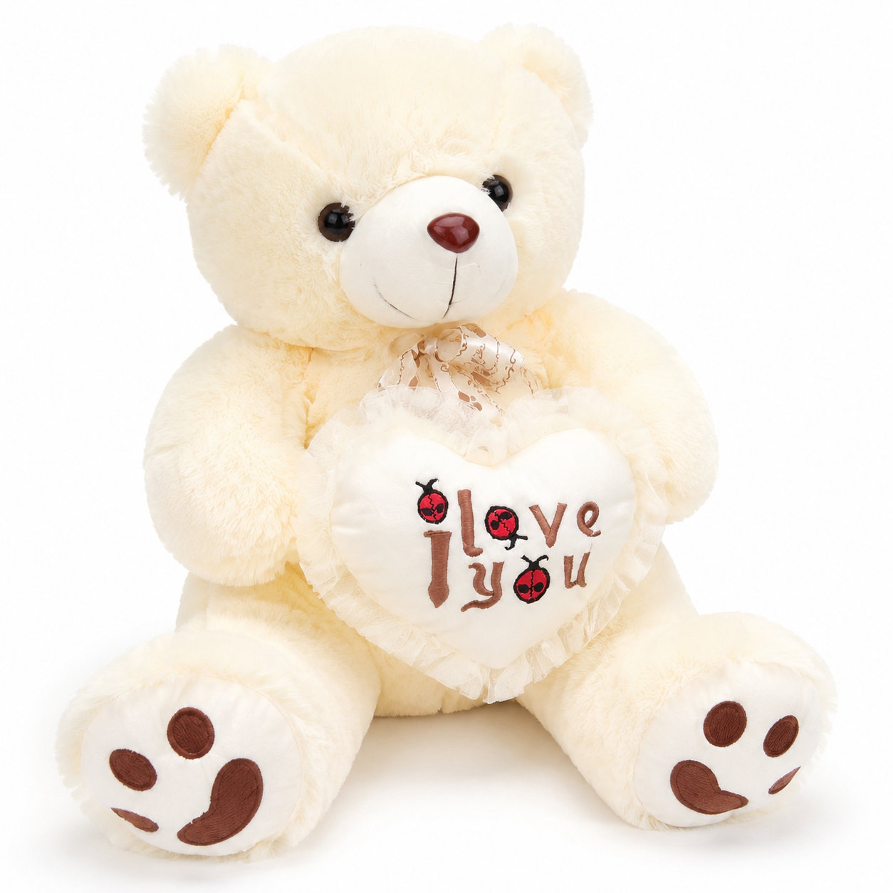 Ours en Peluche Poilu Blanc I Love You - Beige / 50cm · Beige / 70cm