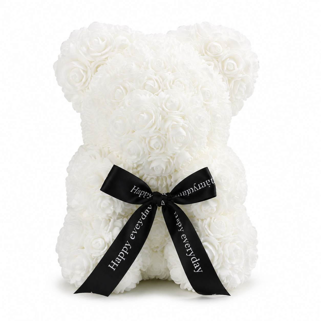 Ours en Roses avec Nœud Saint-Valentin - Blanc
