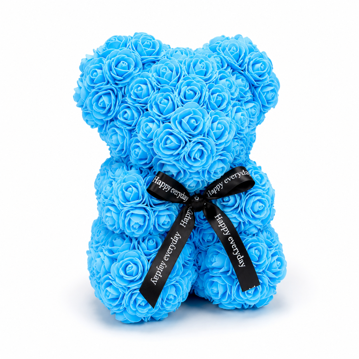 Ours en Roses avec Nœud Saint-Valentin - Bleu