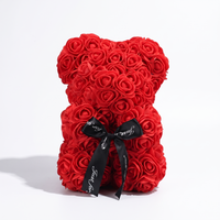 Ours en Roses avec Nœud Saint-Valentin - fond blanc Frontal