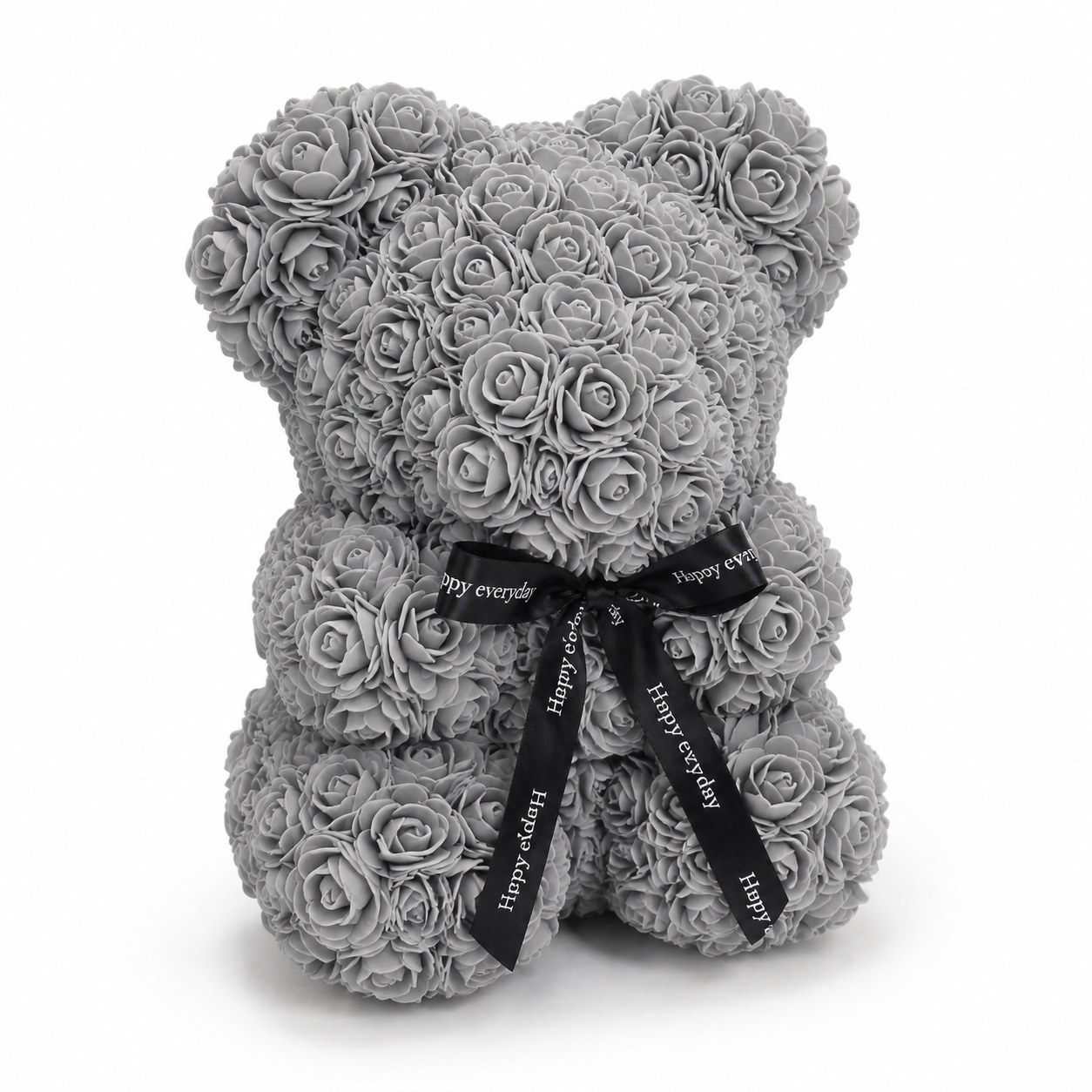 Ours en Roses avec Nœud Saint-Valentin - Gris