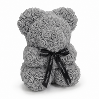 Ours en Roses avec Nœud Saint-Valentin - Gris