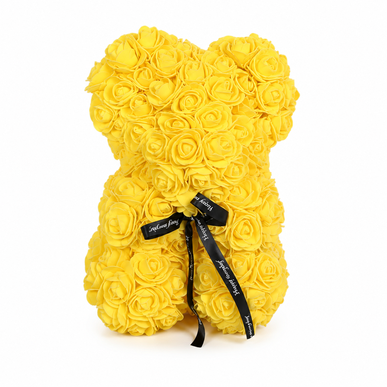 Ours en Roses avec Nœud Saint-Valentin - Jaune