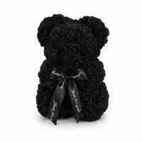 Ours en Roses avec Nœud Saint-Valentin - Noir