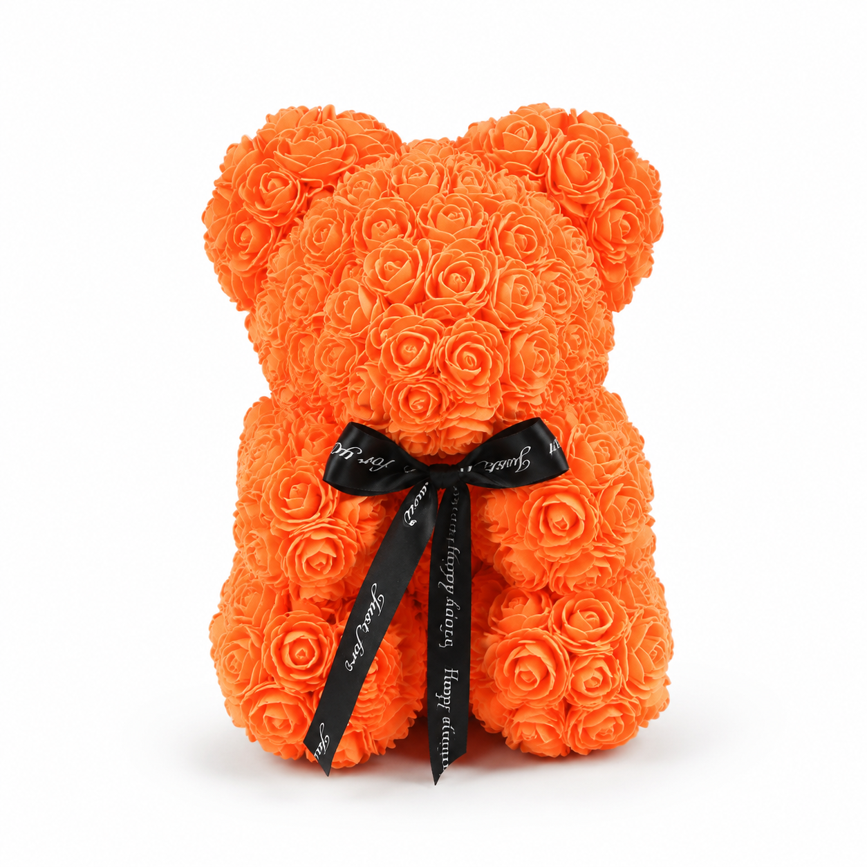 Ours en Roses avec Nœud Saint-Valentin - Orange