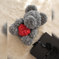 Ours en Roses Gris Cœur Rouge Coffret - Detail matière