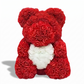 Ours en Roses Rouge avec Cœur Blanc 40cm - fond blanc Frontal