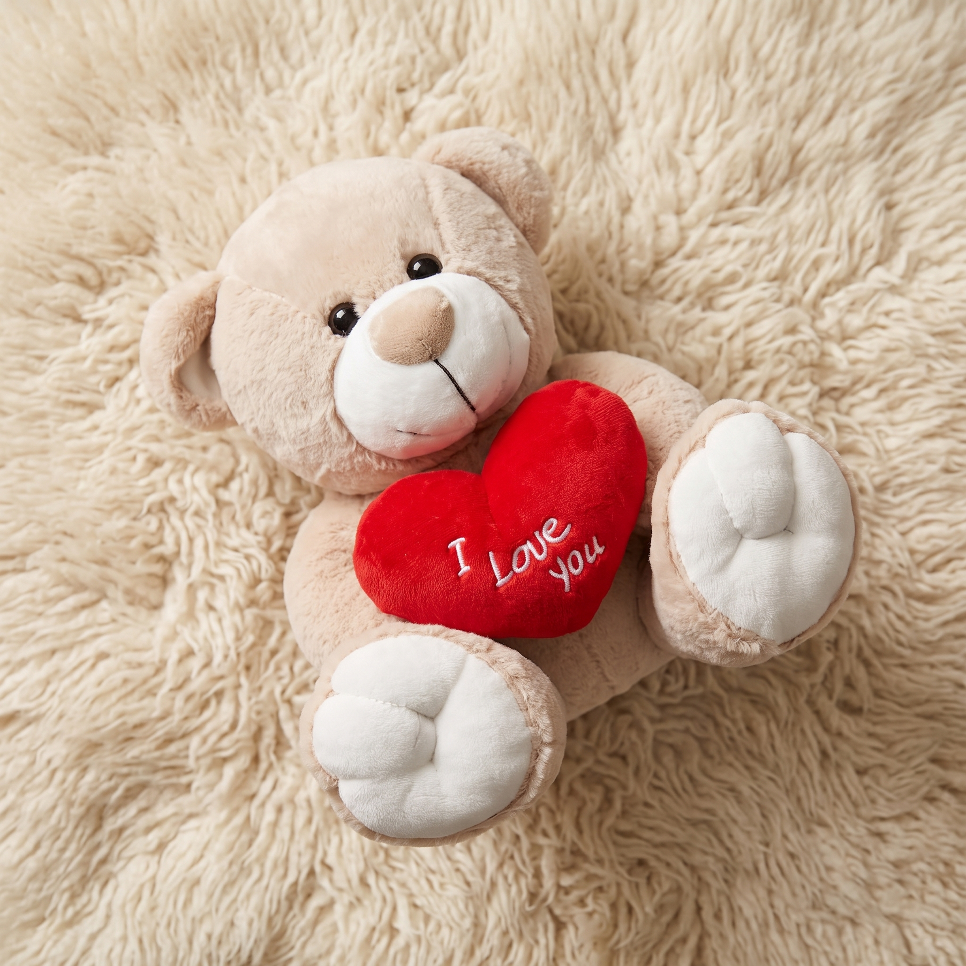 Ours Peluche Cœur I Love You - Beige 33cm - Detail matière