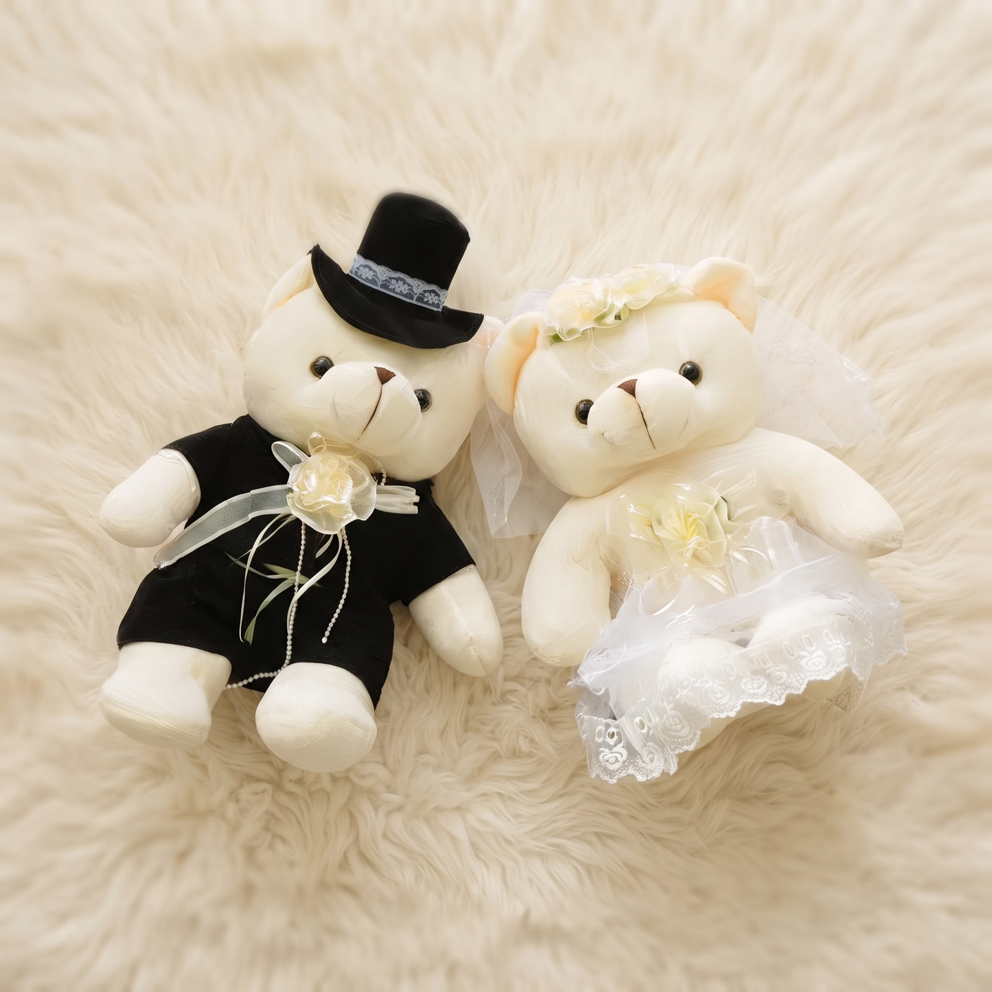 Ours Peluche Mariés - Couple Costume Mariage - Detail matière
