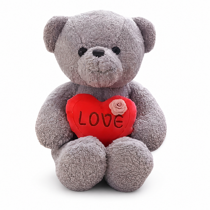 Ourson en Peluche Gris avec Cœur Love - 40cm · 50-cm · 60cm