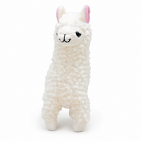 Peluche Alpaga à Poils Longs Bouclés - Blanc