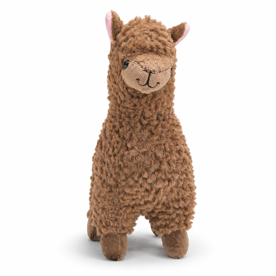 Peluche Alpaga à Poils Longs Bouclés - Marron