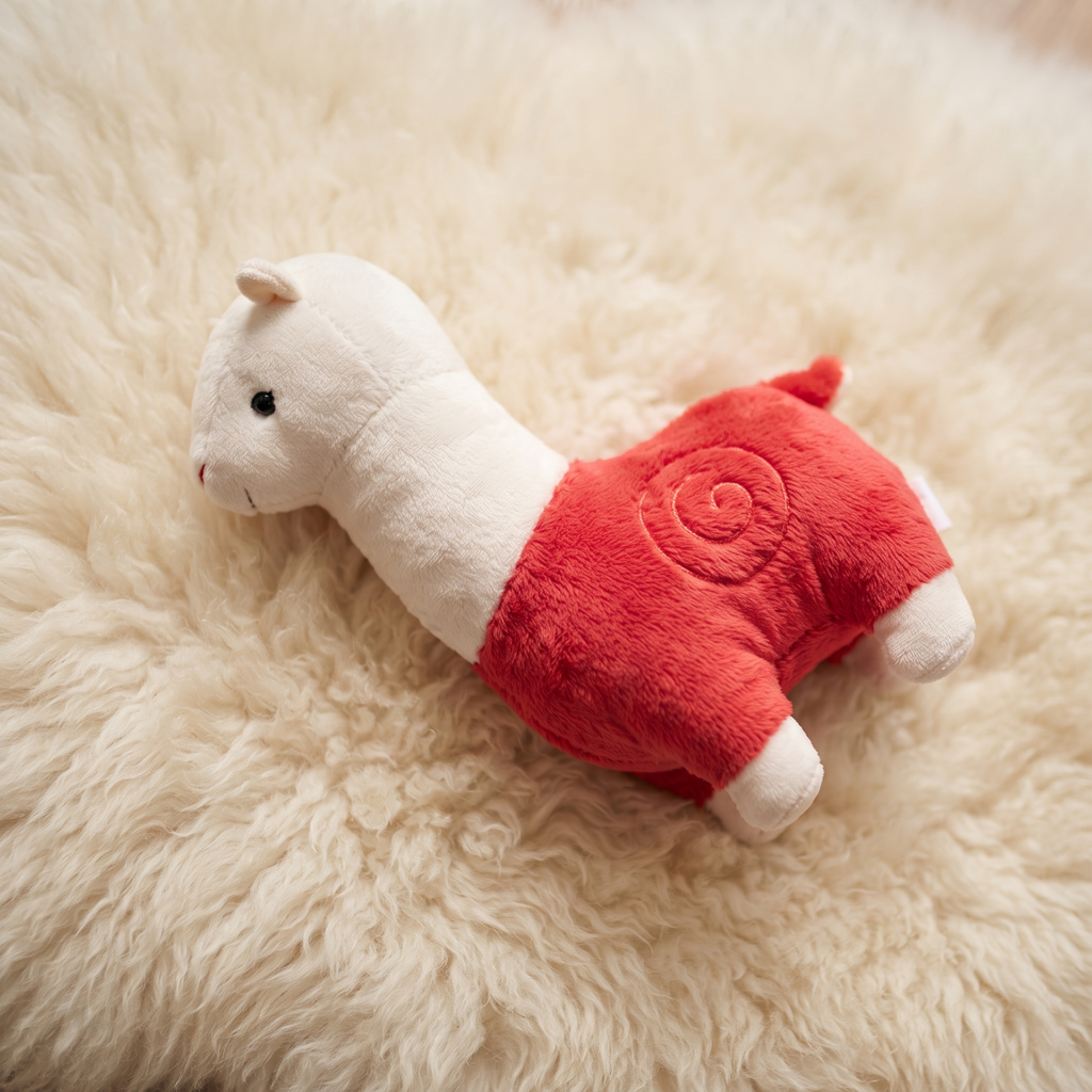 Peluche Alpaga Rouge 28cm Câline - Détail matière