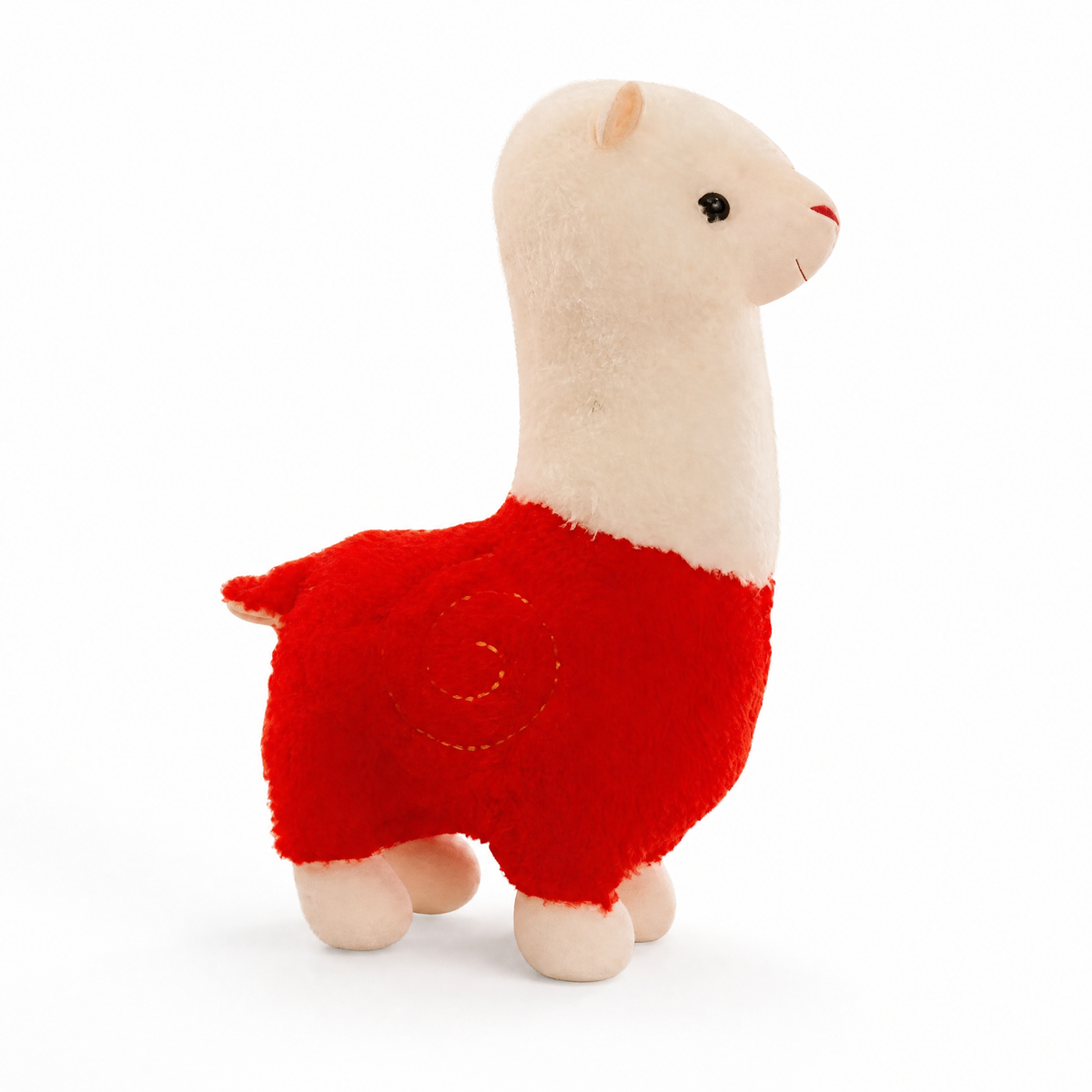 Peluche Alpaga Rouge 28cm Câline - Fond blanc frontal