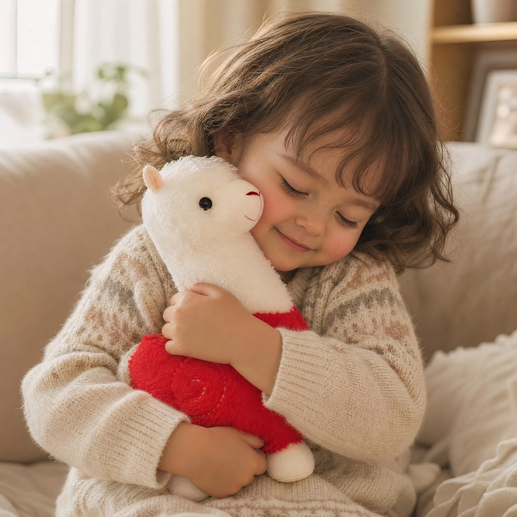 Peluche Alpaga Rouge 28cm Câline - Utilisation cosy intérieur