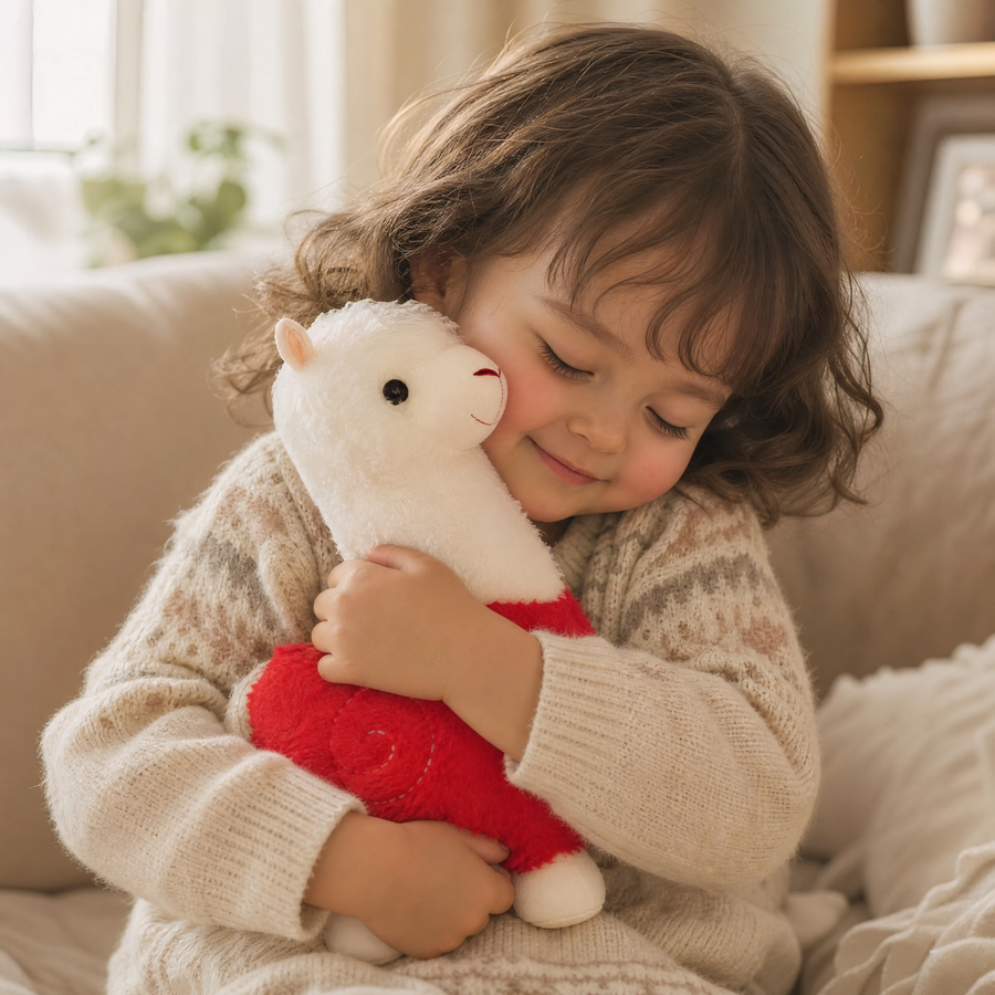 Peluche Alpaga Rouge 28cm Câline - Utilisation cosy intérieur