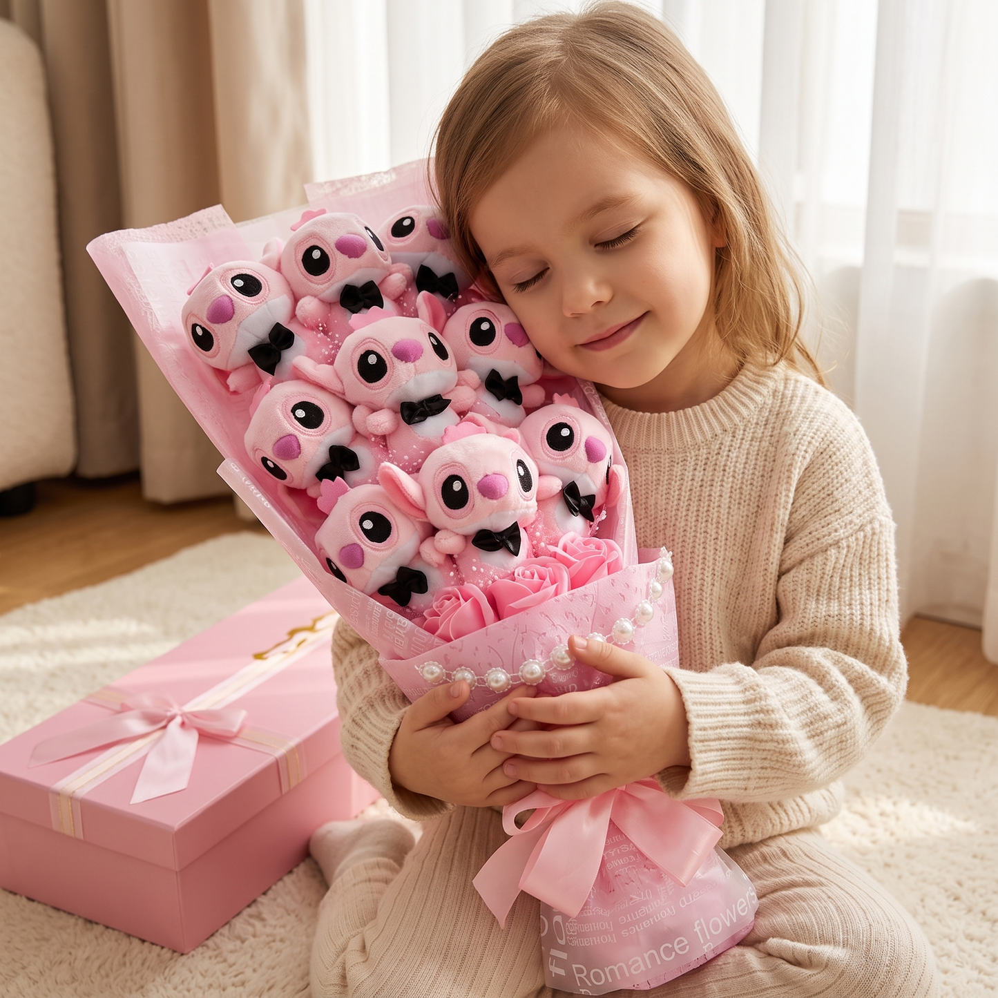 Peluche Angel Bouquet Romantique 9 Pièces - Utilisation cosy intérieur