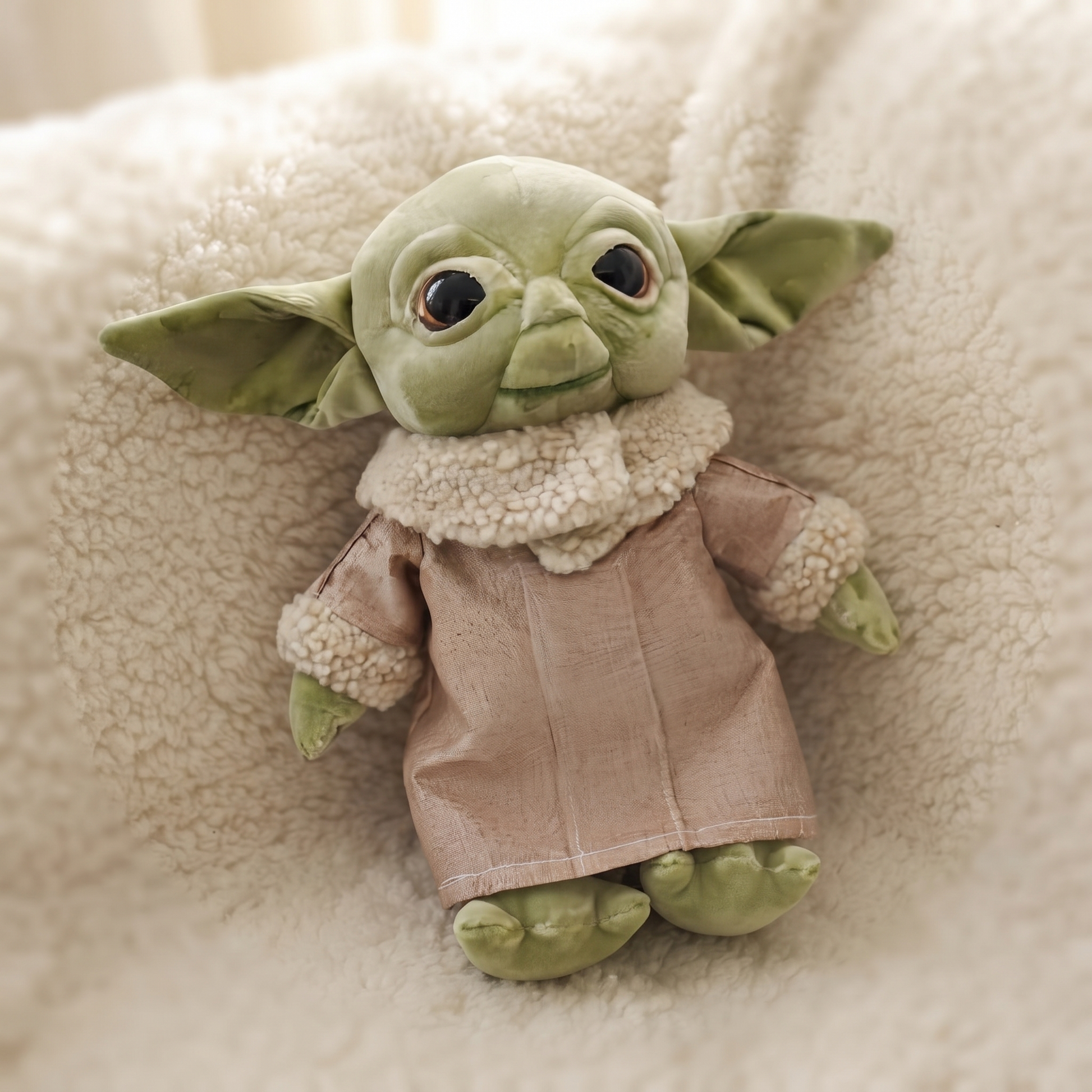 Peluche Baby Yoda avec Manteau - Détail matière