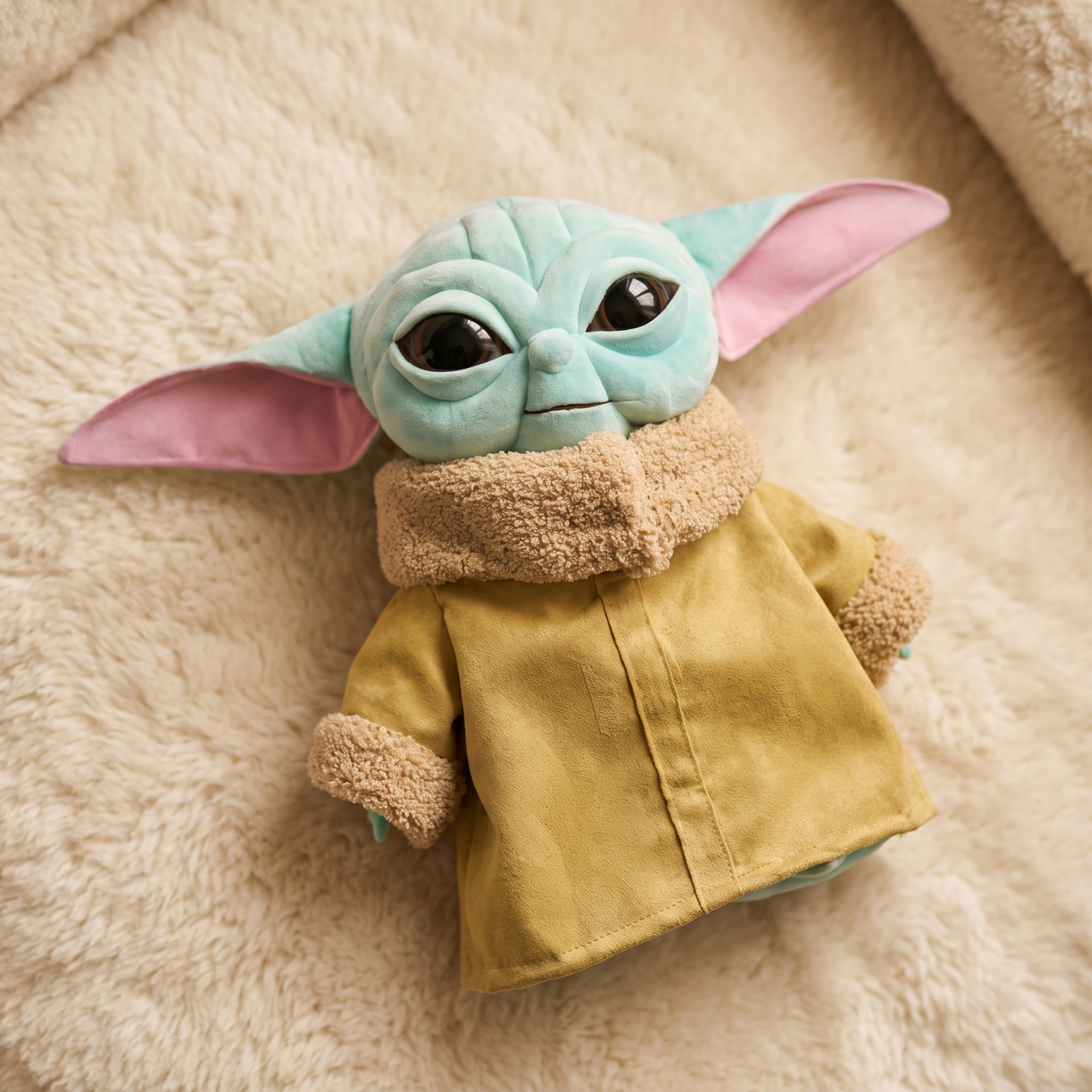 Peluche Baby Yoda Bleu 34cm - Détail matière