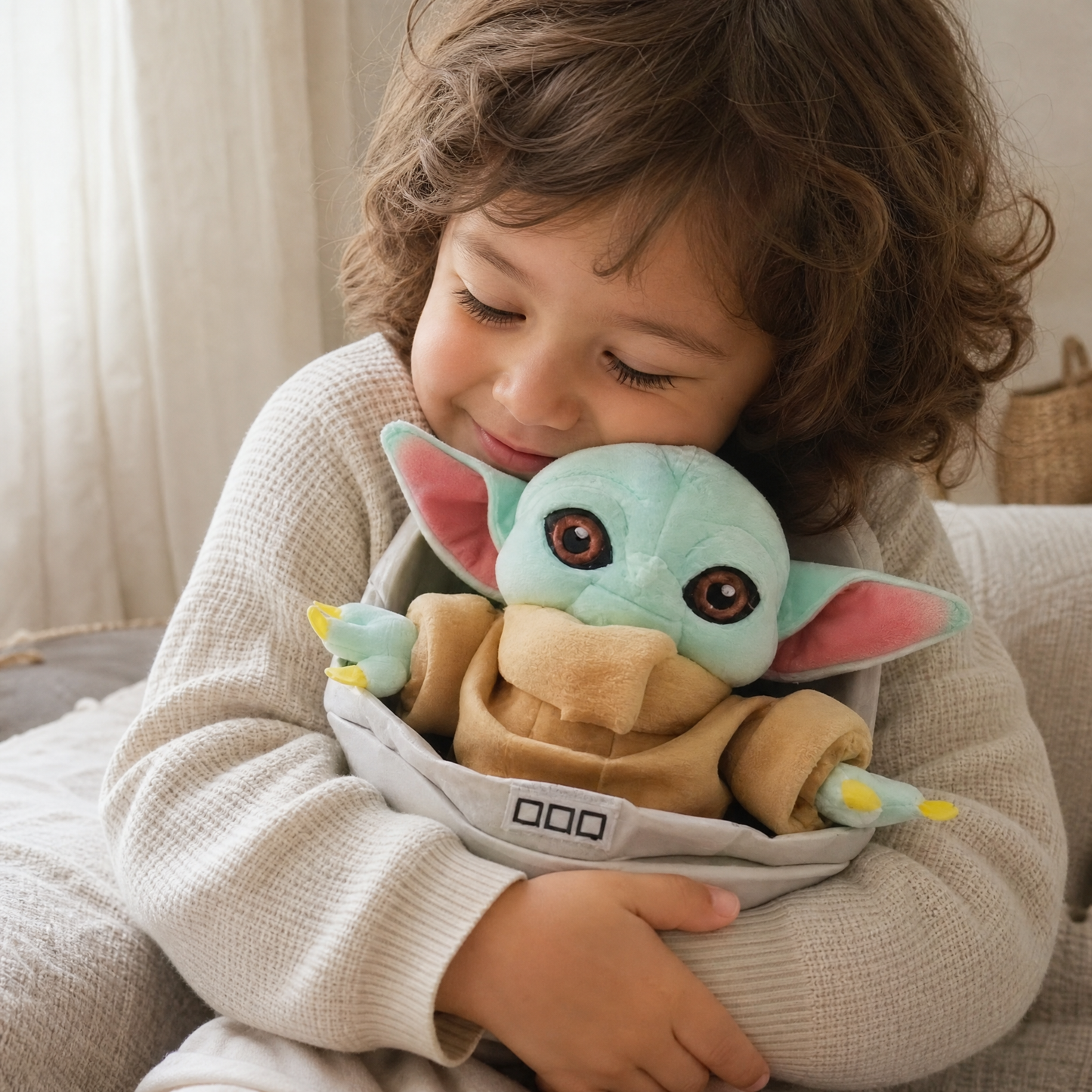 Peluche Baby Yoda dans son Berceau 23cm - Utilisation cosy intérieur