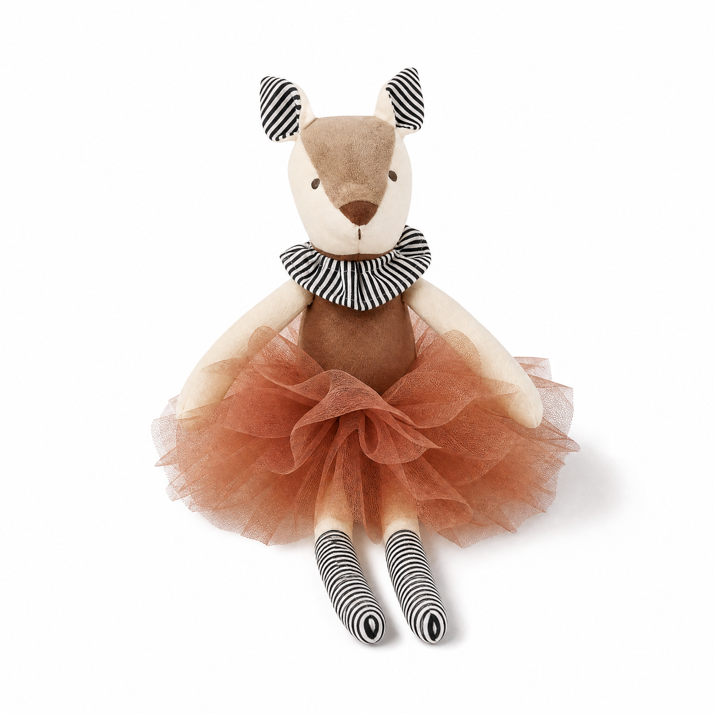 Peluche Biche en Tutu Orange - Fond blanc frontal