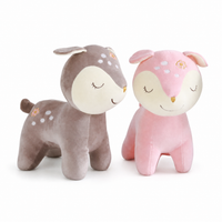 Peluche Biche Rassurante 28cm Rose ou Marron - Fond blanc frontal