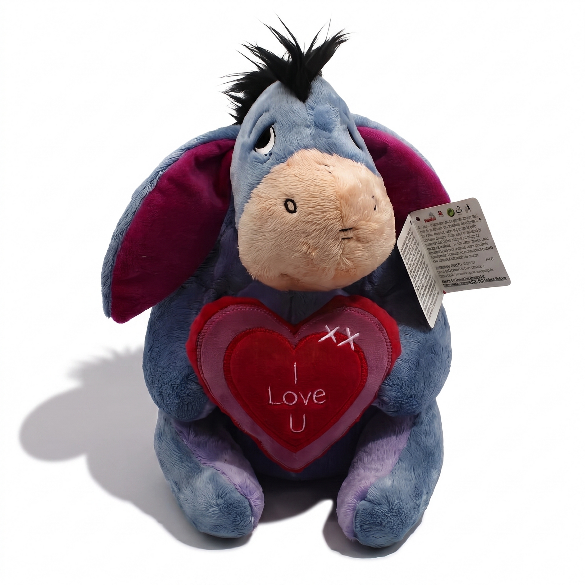 Peluche Bourriquet Cœur I Love U - fond blanc Frontal