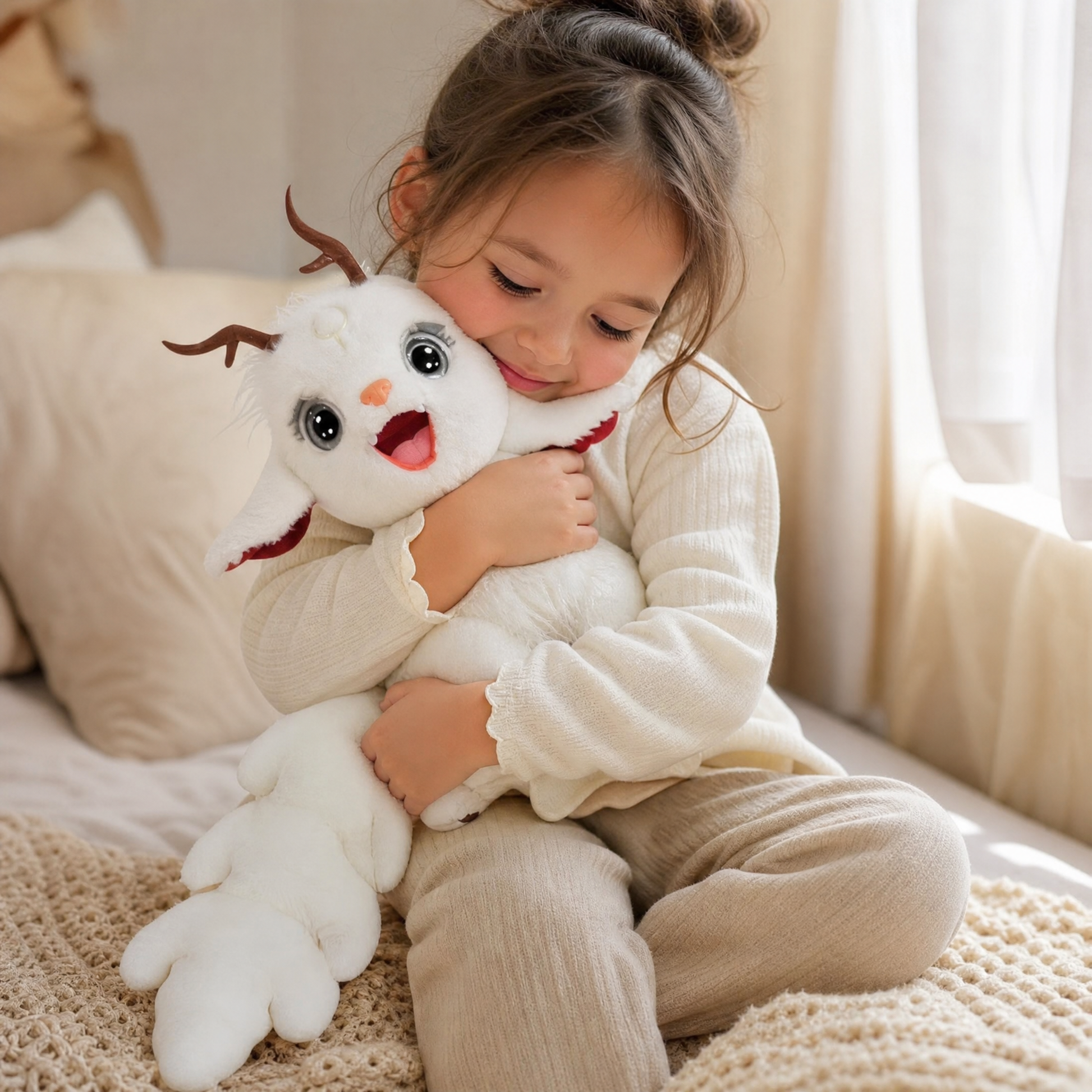 Peluche Cerf Blanche 50cm - Utilisation cosy intérieur
