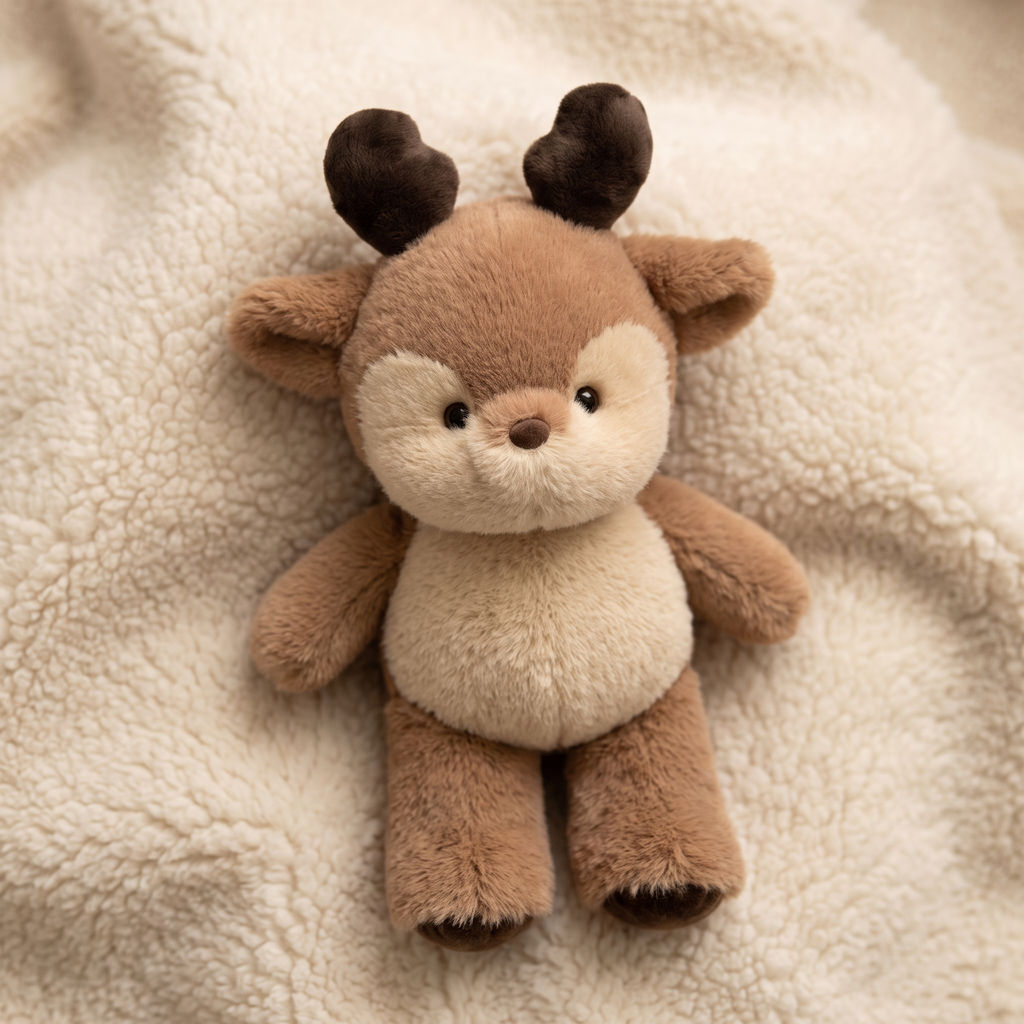 Peluche Cerf Bois Marron Doux - Détail matière