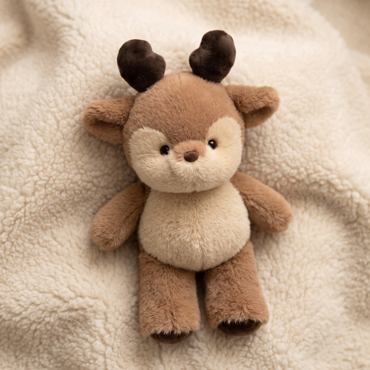 Peluche Cerf Bois Marron Doux - Détail matière