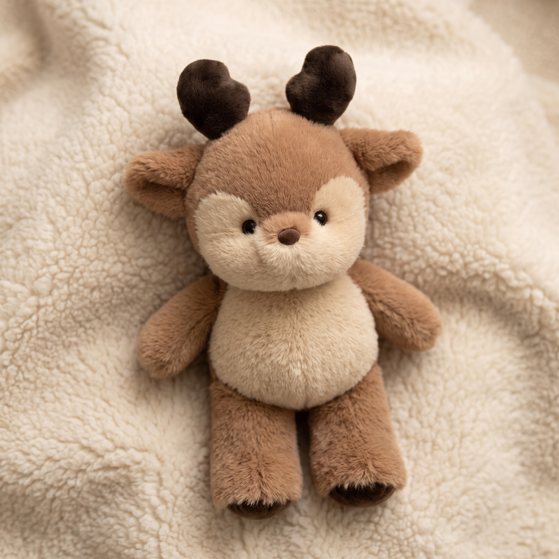 Peluche Cerf Bois Marron Doux - Détail matière