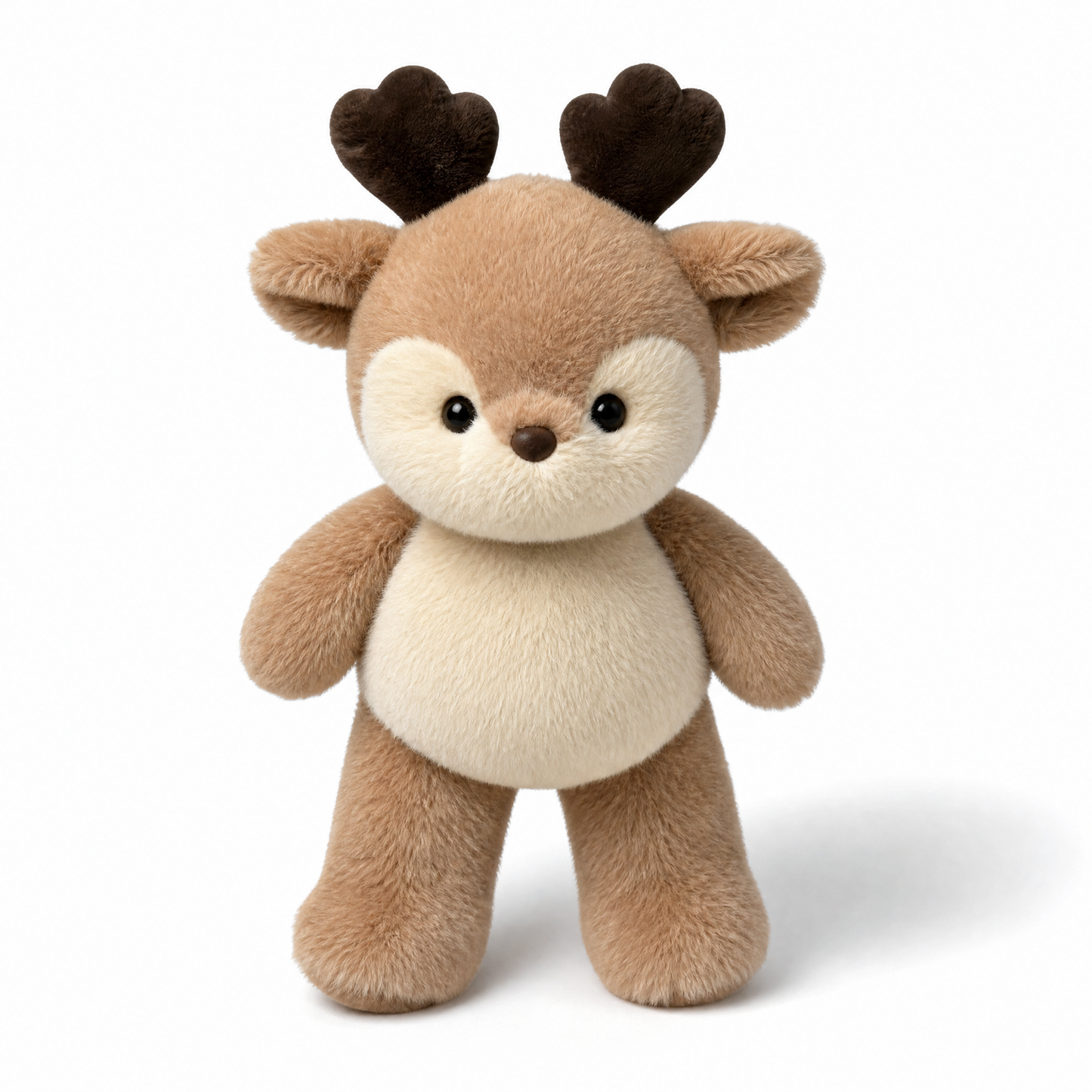 Peluche Cerf Bois Marron Doux - Fond blanc frontal