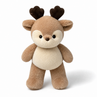 Peluche Cerf Bois Marron Doux - Fond blanc frontal