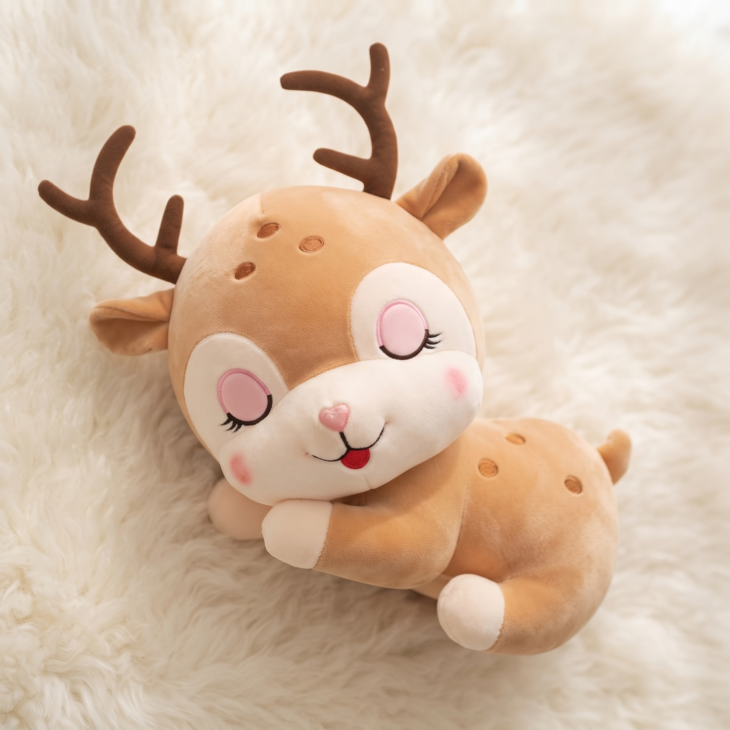 Peluche Cerf Endormi Doudou Apaisant - Détail matière