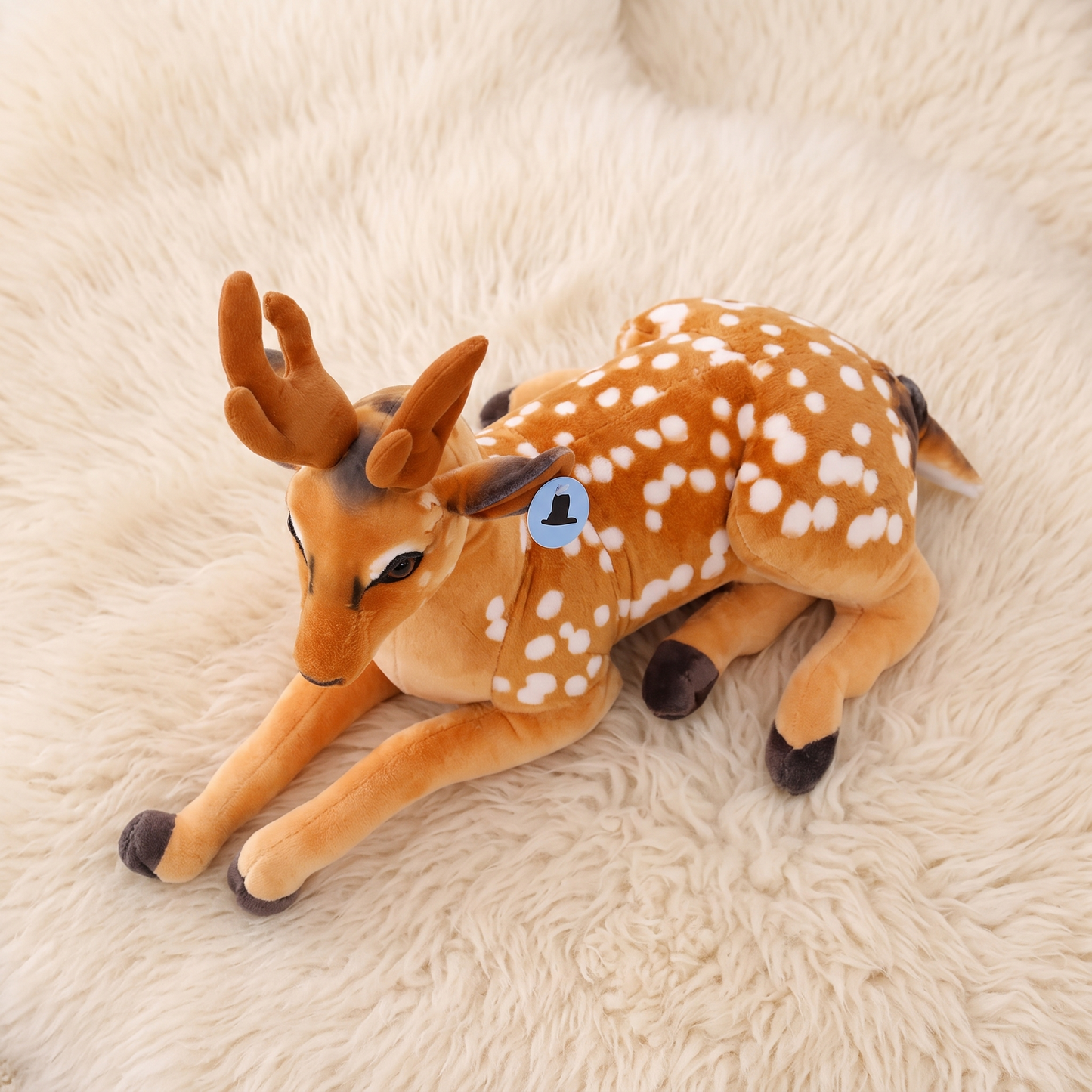 Peluche Cerf Géante avec Taches Blanches - Détail matière